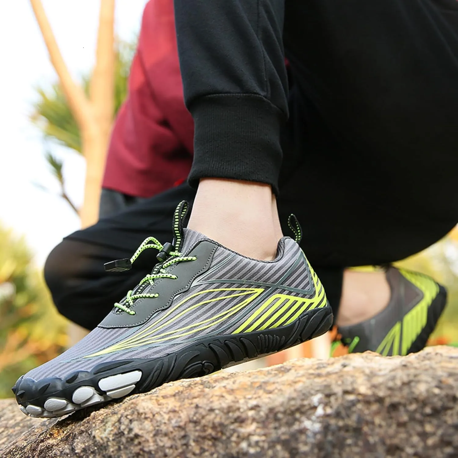 Tongzone Mens Womens Barefoot Trail Running Shoes Wide Toe Box Zero Drop Cross-Trainer Walking