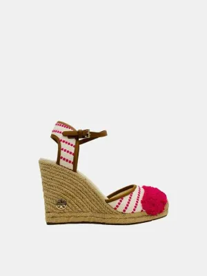 TORY BURCH Shaw Espadrille Pink & White Wedges 41