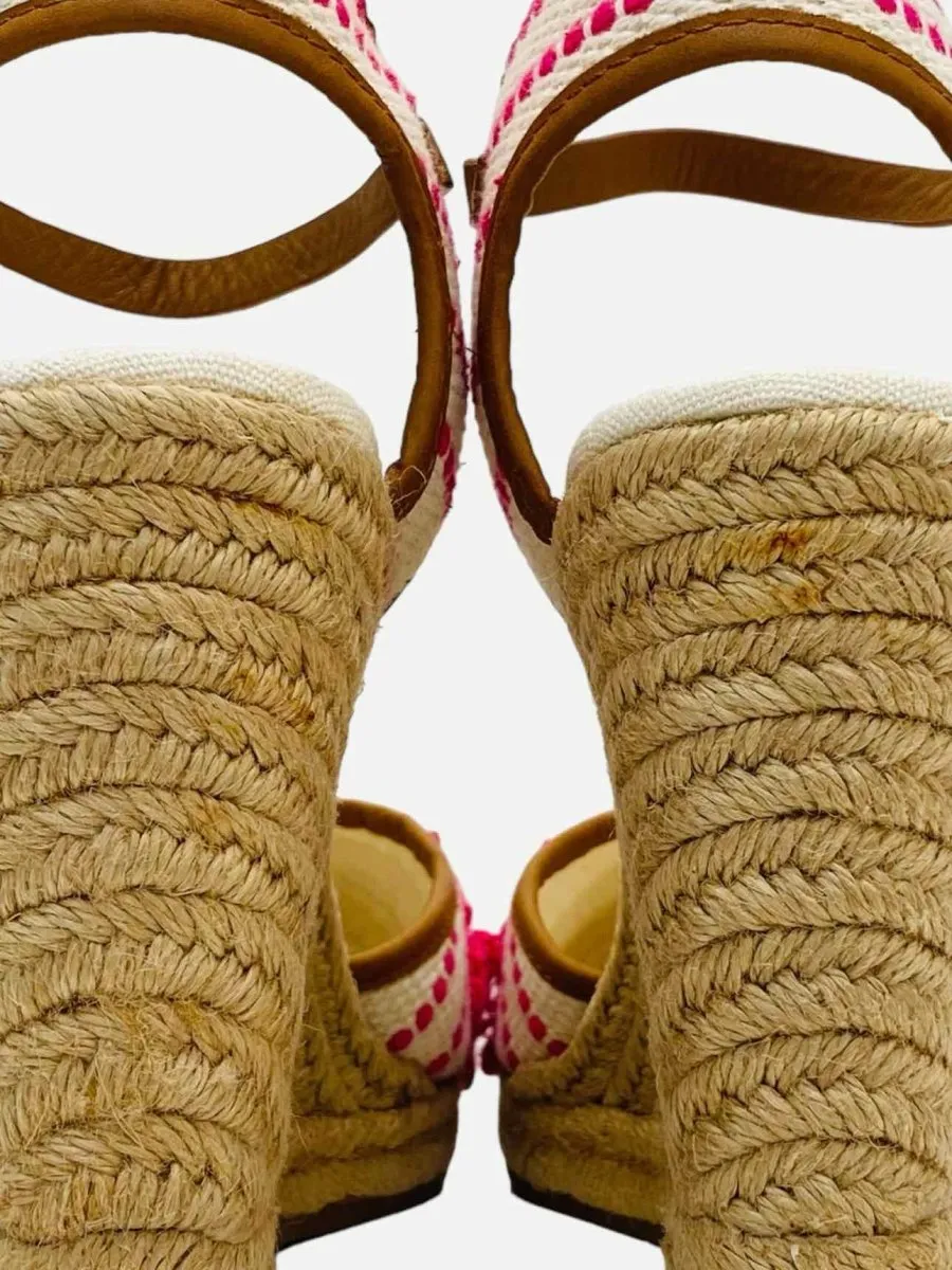 TORY BURCH Shaw Espadrille Pink & White Wedges 41