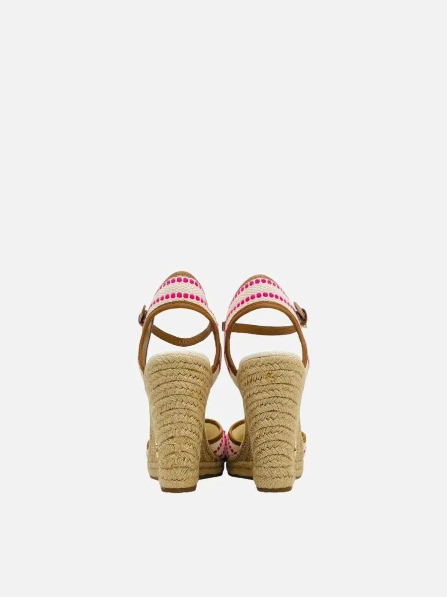 TORY BURCH Shaw Espadrille Pink & White Wedges 41