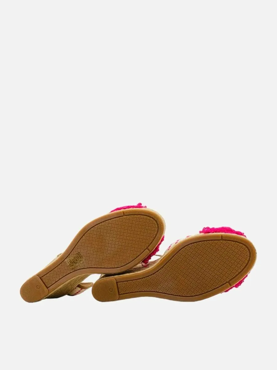 TORY BURCH Shaw Espadrille Pink & White Wedges 41