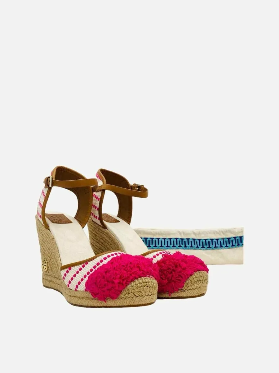 TORY BURCH Shaw Espadrille Pink & White Wedges 41