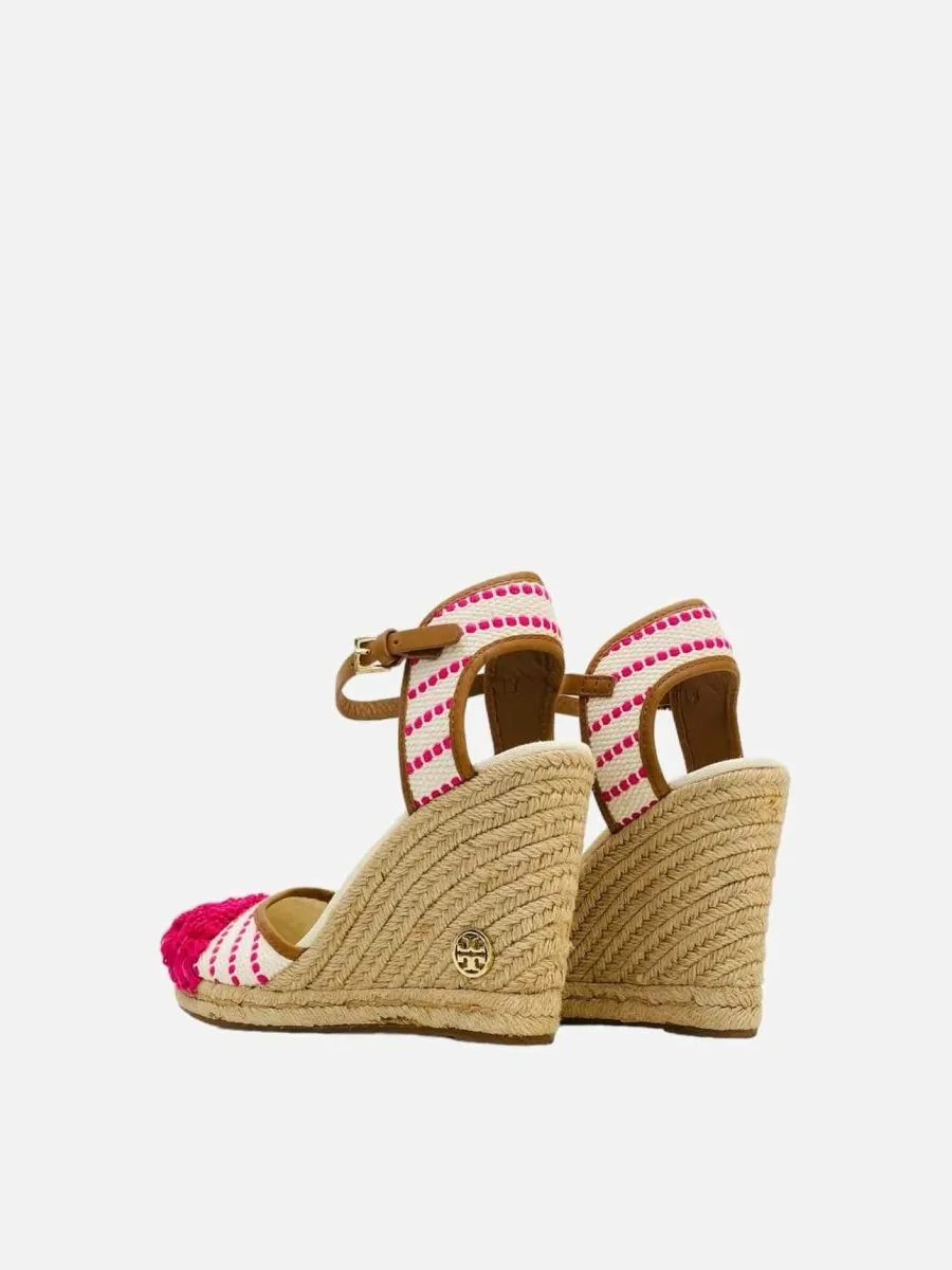 TORY BURCH Shaw Espadrille Pink & White Wedges 41