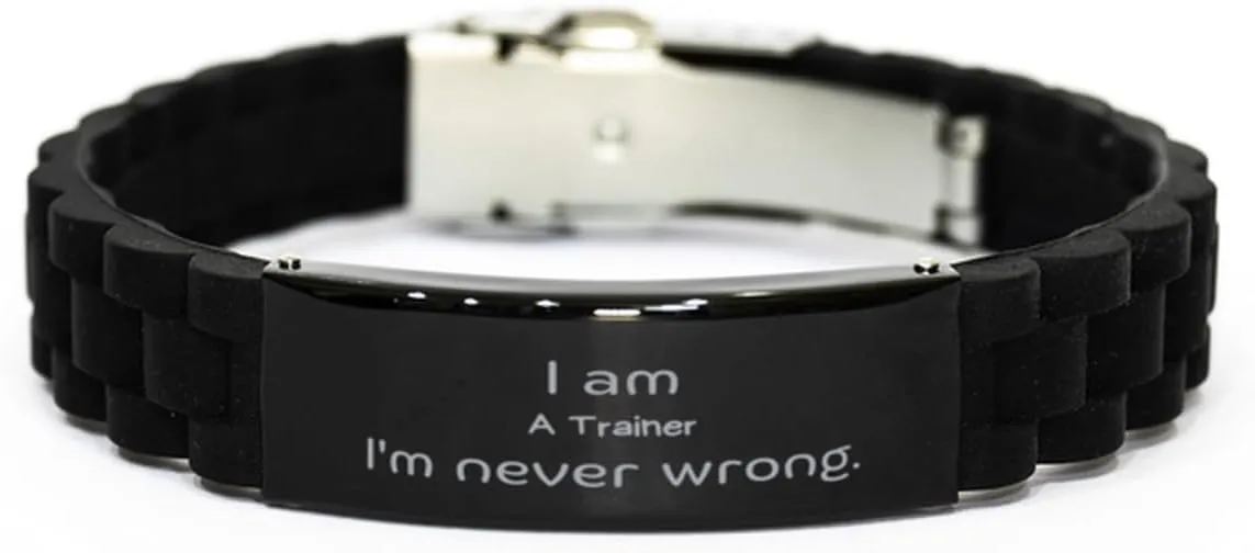 Trainer Black Glidelock Clasp Bracelet - Unique Gifts for Celebrating Achievements, Confidence, and Veterans Day