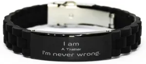 Trainer Black Glidelock Clasp Bracelet - Unique Gifts for Celebrating Achievements, Confidence, and Veterans Day
