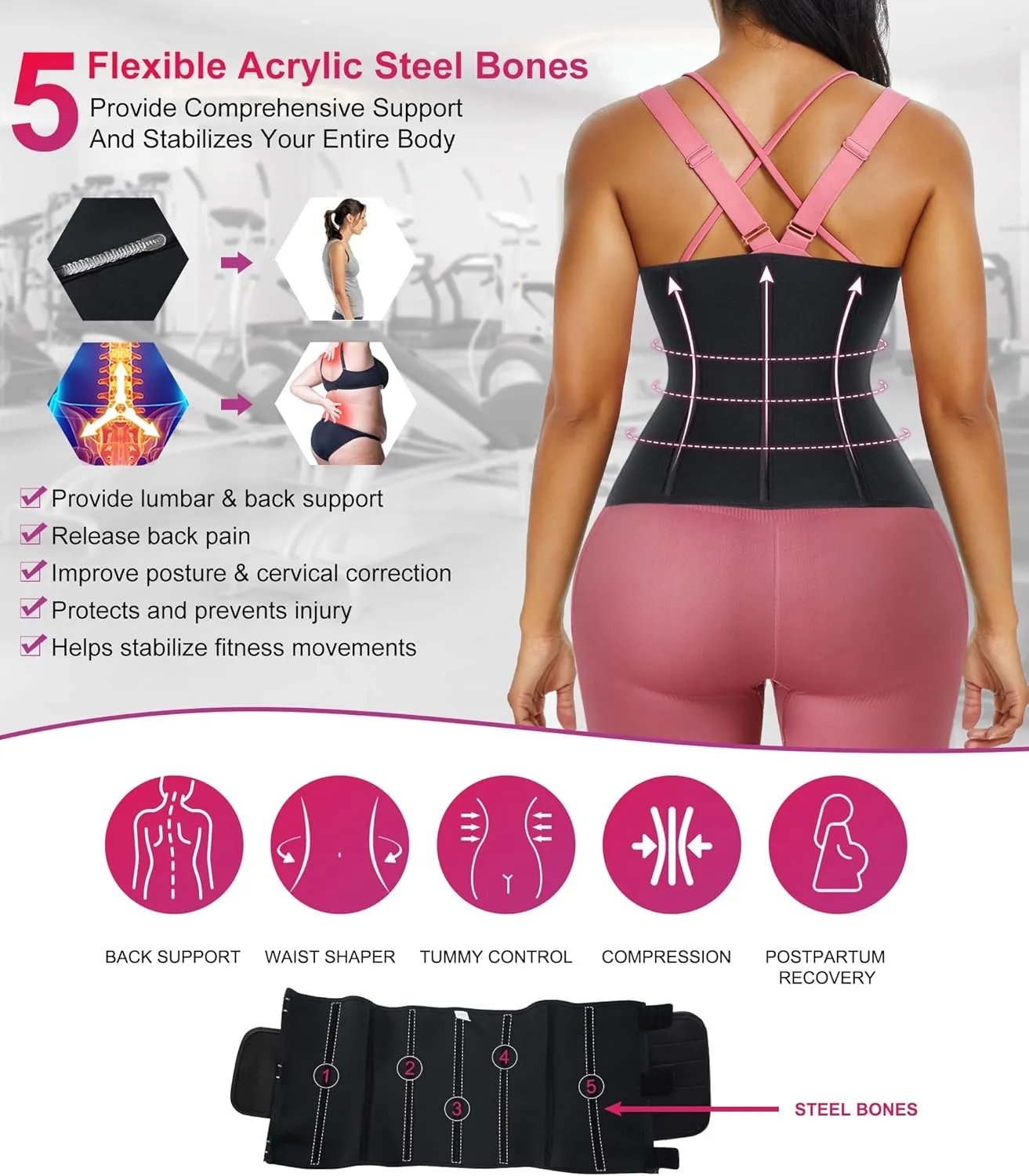 TrainingGirl Women Waist Trainer Cincher Corset Tummy Control Workout Sweat Band Slimmer Belly Belt Weight Loss Sports Girdle