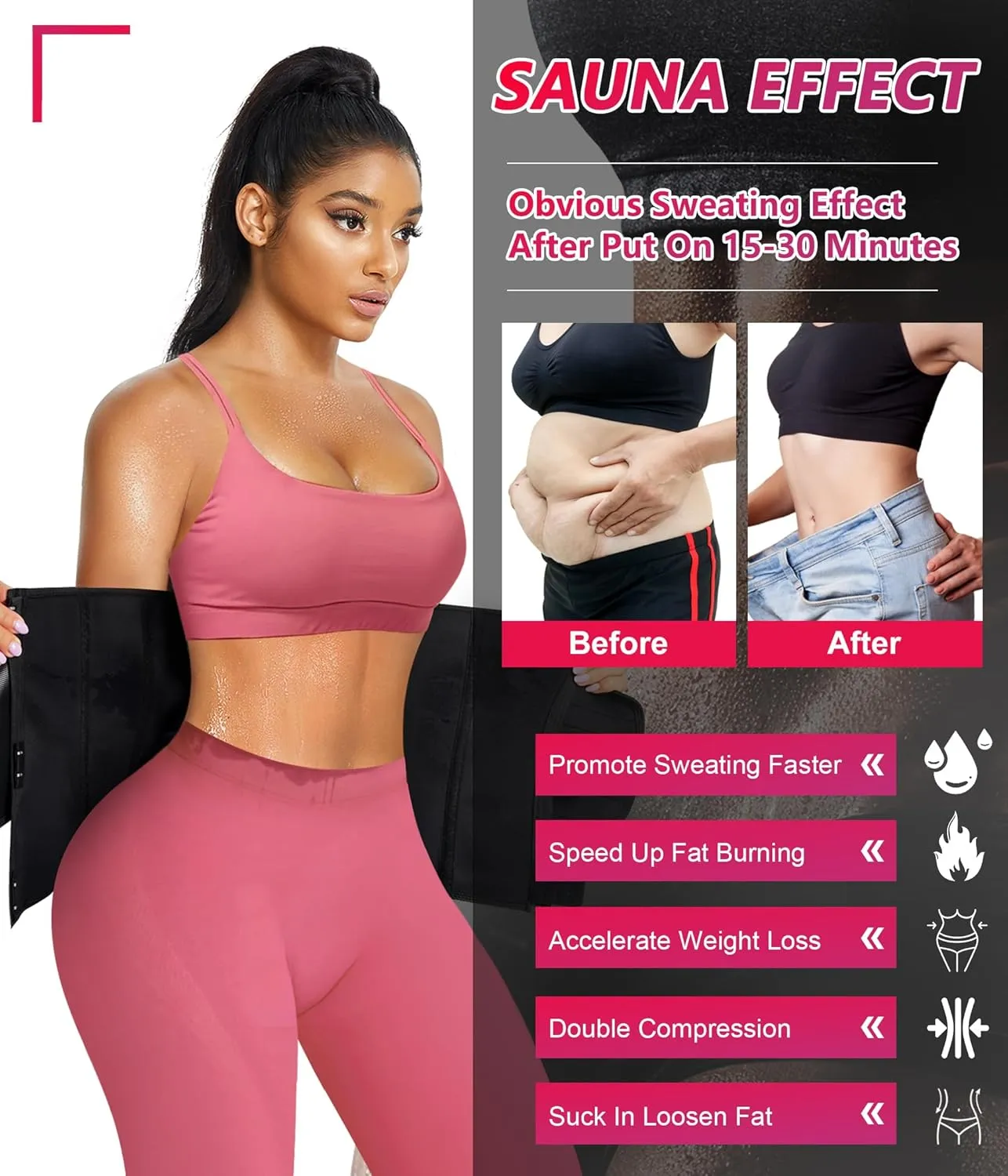TrainingGirl Women Waist Trainer Cincher Corset Tummy Control Workout Sweat Band Slimmer Belly Belt Weight Loss Sports Girdle