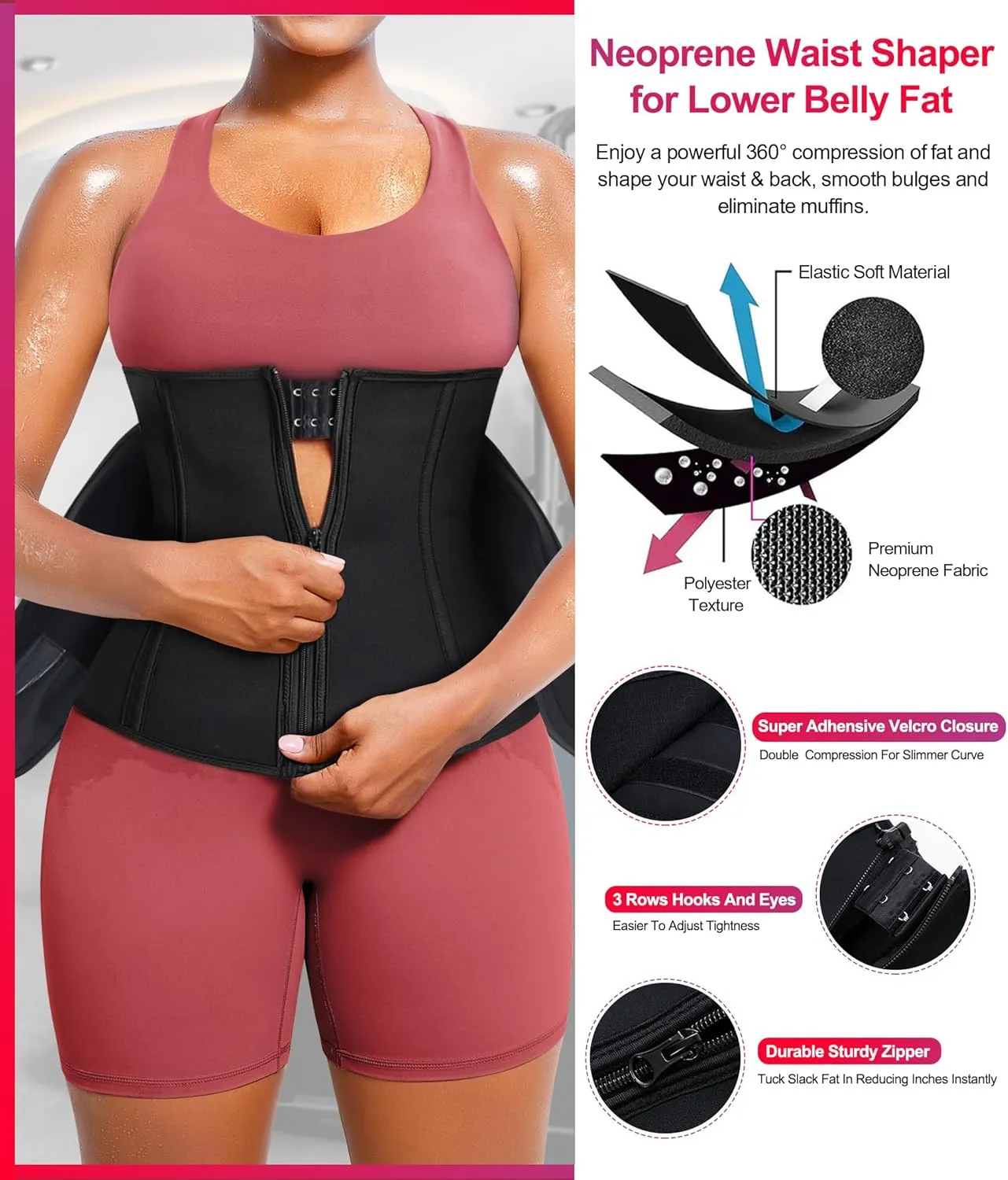 TrainingGirl Women Waist Trainer Cincher Corset Tummy Control Workout Sweat Band Slimmer Belly Belt Weight Loss Sports Girdle