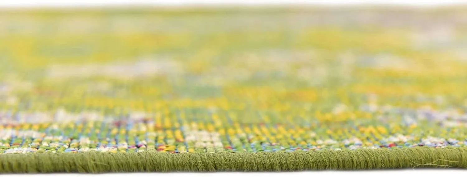 Unique Loom Outdoor Modern Collection Area Rug - Crumpled (2' x 6' 1" Runner, Multi/ Gold)