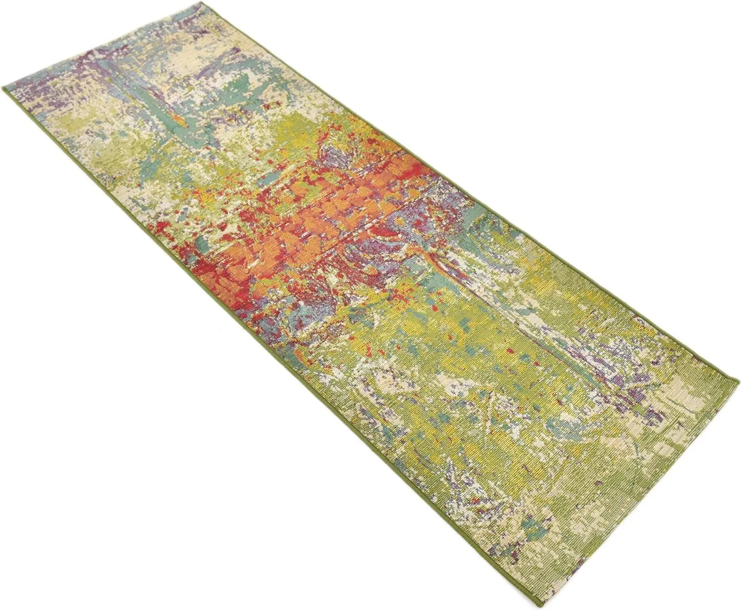 Unique Loom Outdoor Modern Collection Area Rug - Crumpled (2' x 6' 1" Runner, Multi/ Gold)