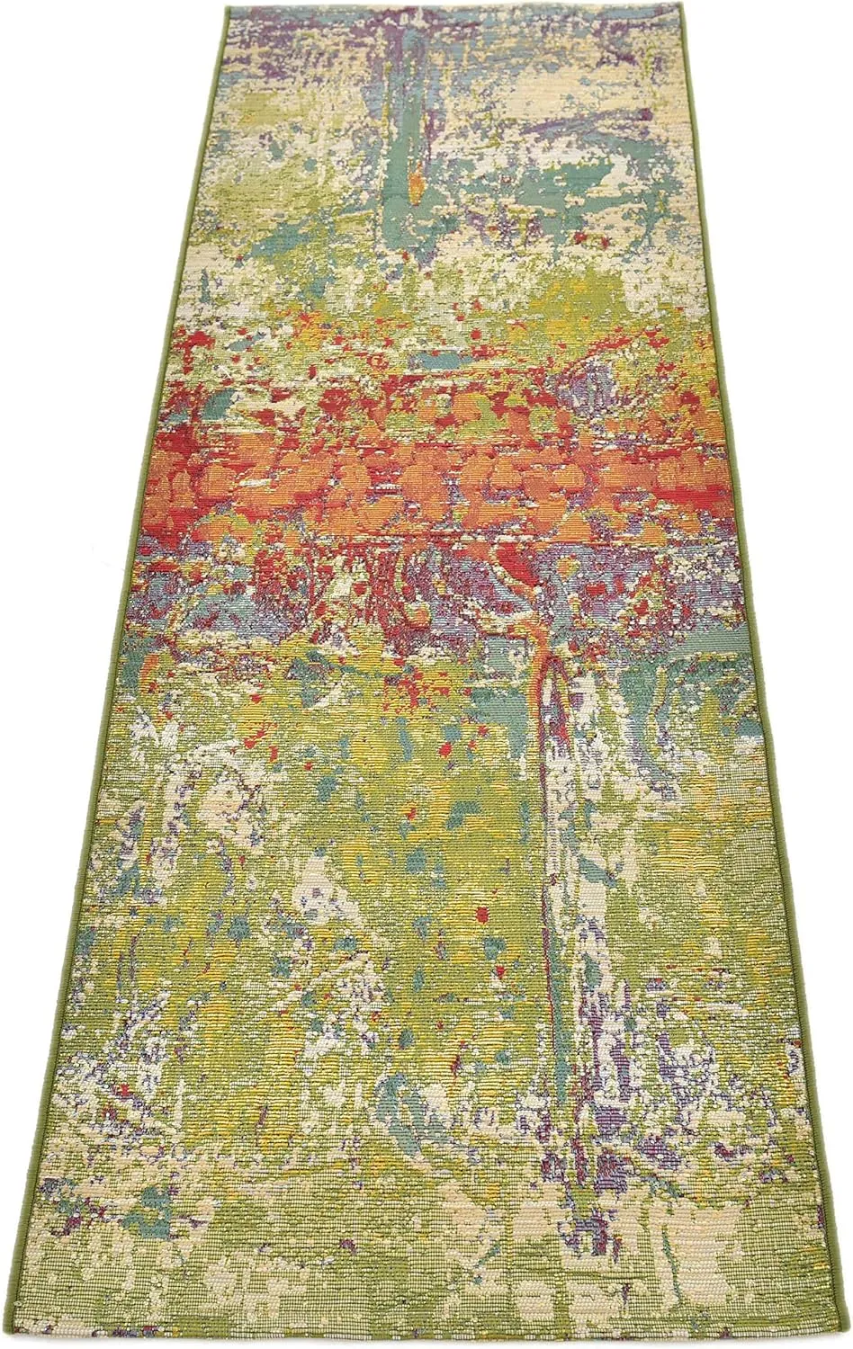Unique Loom Outdoor Modern Collection Area Rug - Crumpled (2' x 6' 1" Runner, Multi/ Gold)