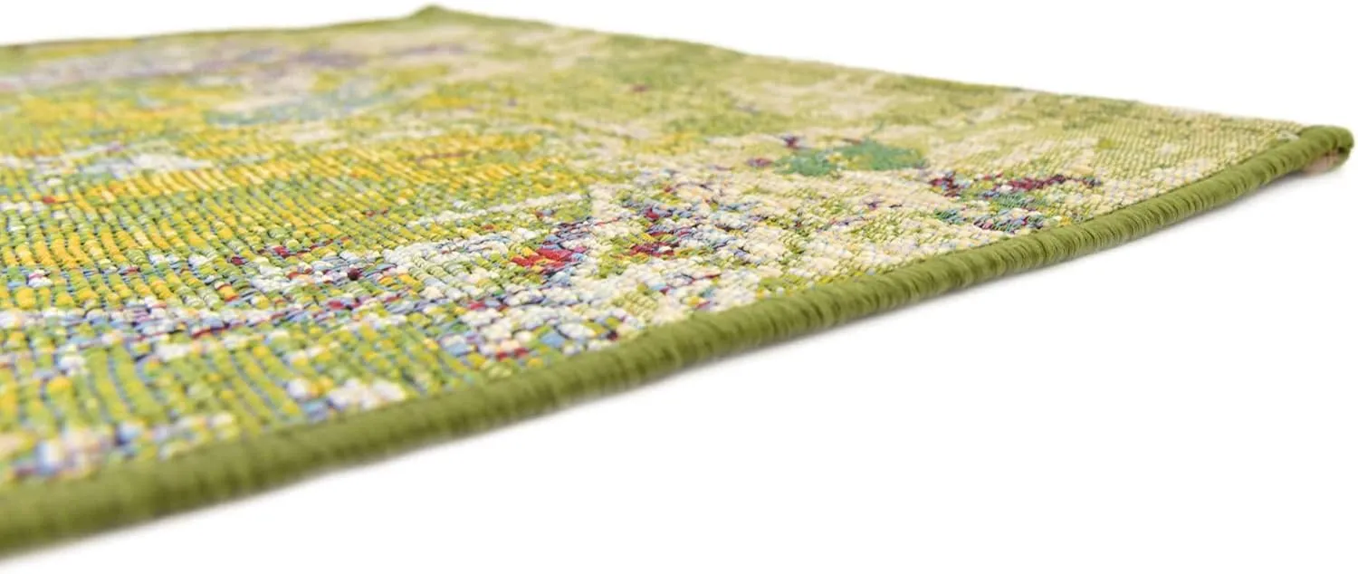 Unique Loom Outdoor Modern Collection Area Rug - Crumpled (2' x 6' 1" Runner, Multi/ Gold)