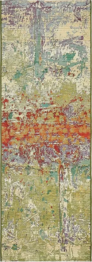 Unique Loom Outdoor Modern Collection Area Rug - Crumpled (2' x 6' 1" Runner, Multi/ Gold)