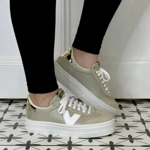 Victoria Barcelona Platform Sneaker 1092174 Gold Beige