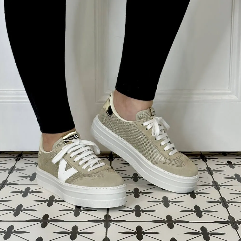 Victoria Barcelona Platform Sneaker 1092174 Gold Beige