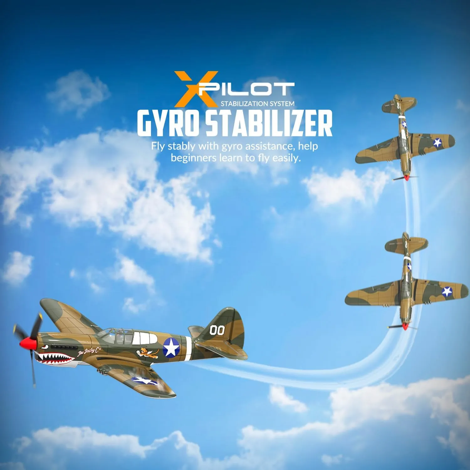 VOLANTEXRC RC Plane, 4 Channel Remote Control Airplane Fighter P40 with Aileron, 6-Axis Gyro, Aerobatics for Adults, Boys, Kids