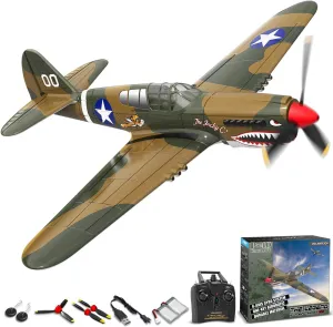 VOLANTEXRC RC Plane, 4 Channel Remote Control Airplane Fighter P40 with Aileron, 6-Axis Gyro, Aerobatics for Adults, Boys, Kids