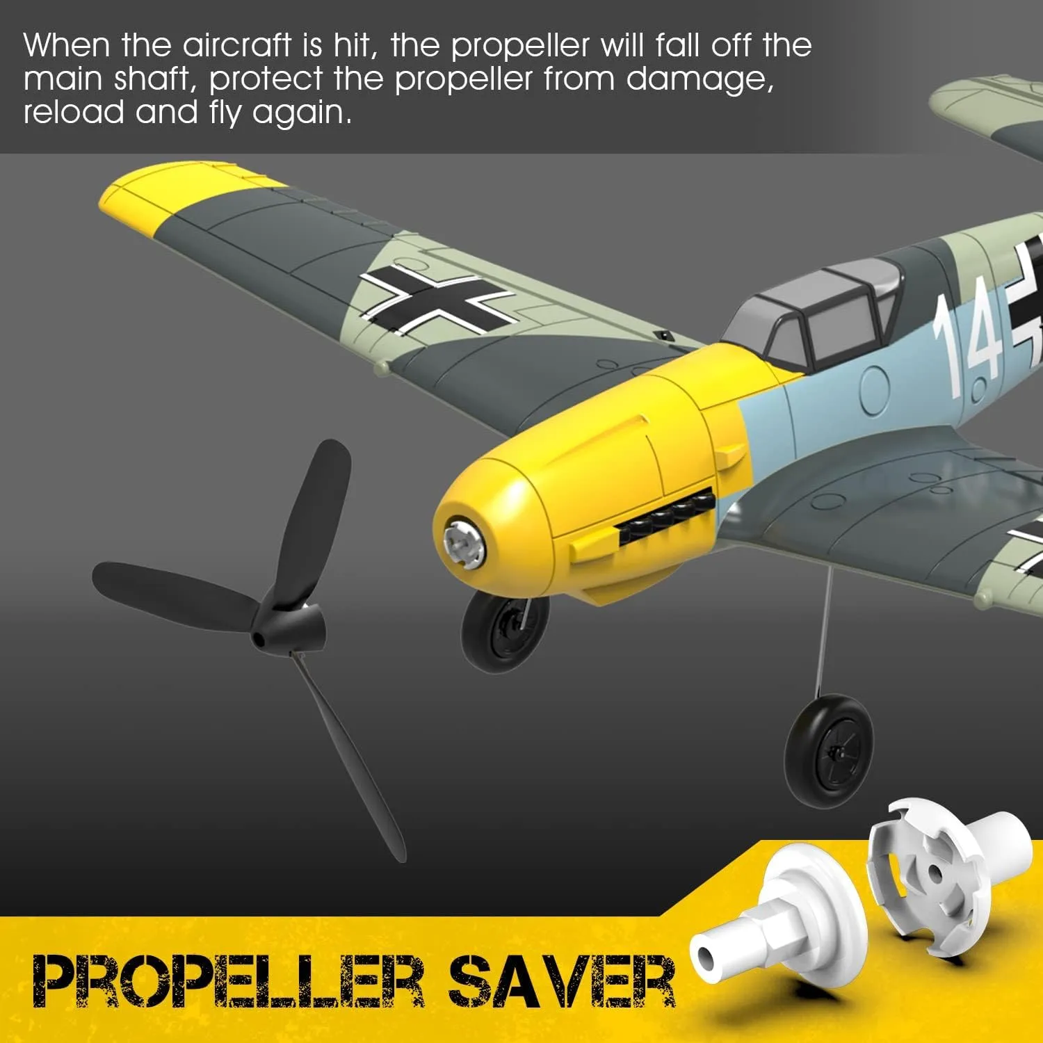 VOLANTEXRC RC Plane for Beginners, 4CH WWII RC Airplane BF-109 with Aileron, 2.4Ghz Remote Control Plane with Xpilot Self Righting&One Key Aerobatic, Gifts for Adults (761-11 RTF)