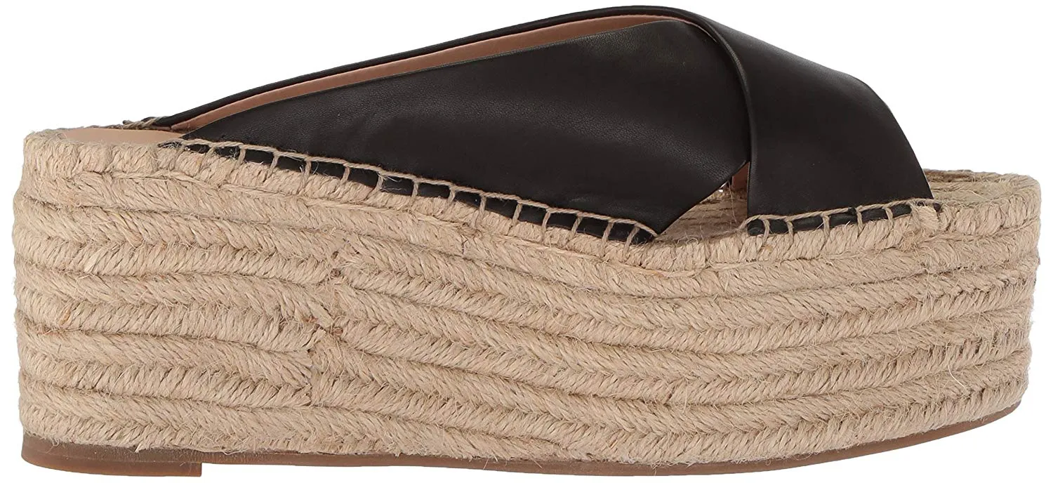 Wholesale pricing Leather Elegant Espadrille Rica La Victoire Retrop Black Wedge Pour Sandals Platform