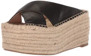 Wholesale pricing Leather Elegant Espadrille Rica La Victoire Retrop Black Wedge Pour Sandals Platform
