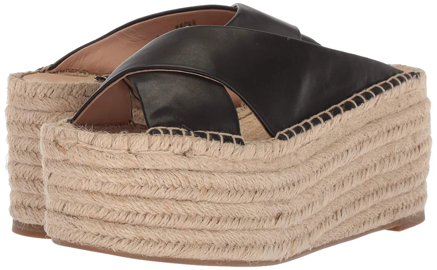 Wholesale pricing Leather Elegant Espadrille Rica La Victoire Retrop Black Wedge Pour Sandals Platform