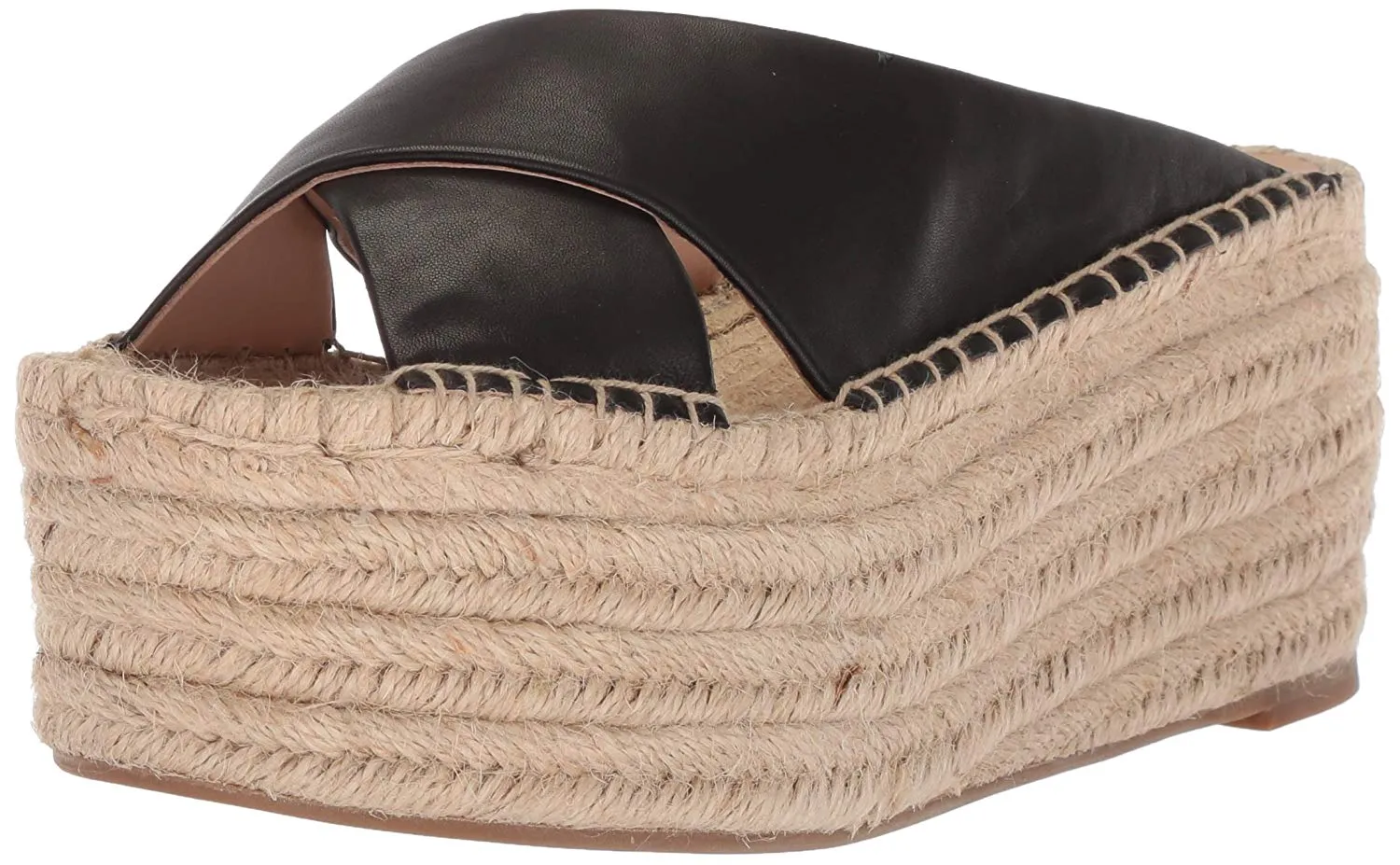 Wholesale pricing Leather Elegant Espadrille Rica La Victoire Retrop Black Wedge Pour Sandals Platform