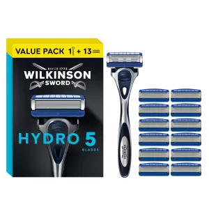 Wilkinson Hydro 5 Skin Protection Razor, 13 Blade Refills, Enriched Lubricating Band with Pro Vitamin B5, Multicolor (1 Count, Box)