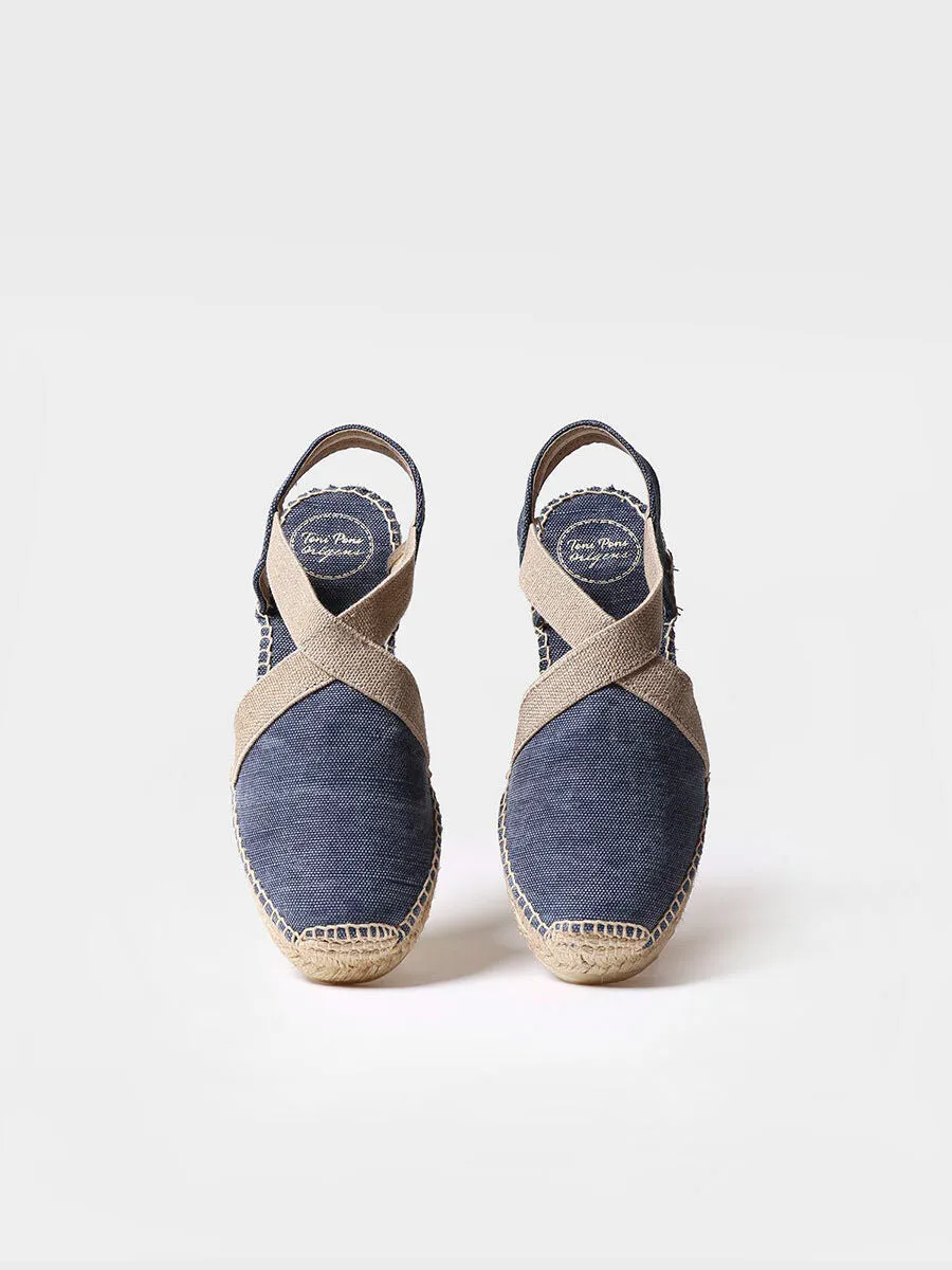 Women's flat vegan espadrilles in cotton fabric - VERDI-V
