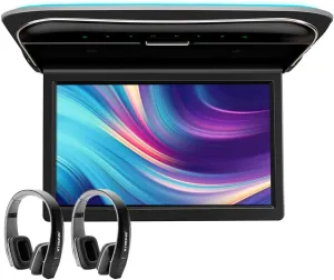 XTRONS 11.6 Inch Car Overhead Roof Mounted Monitor Screen Ultra-Thin Flip Down TV for Cars 1080P Car Video Player Supports IR, USB, HDMI, AV Input (No DVD), One Pair Black IR Headphones Included
